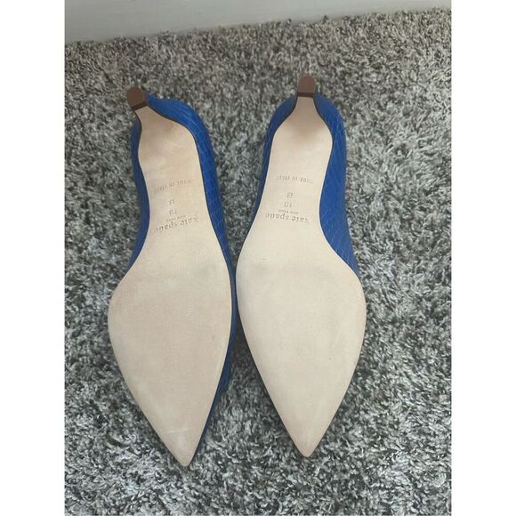 NWT Kate Spade Women’s Blue Shiny Snake Print Simon Heels, Size 10 - Picture 4 of 13